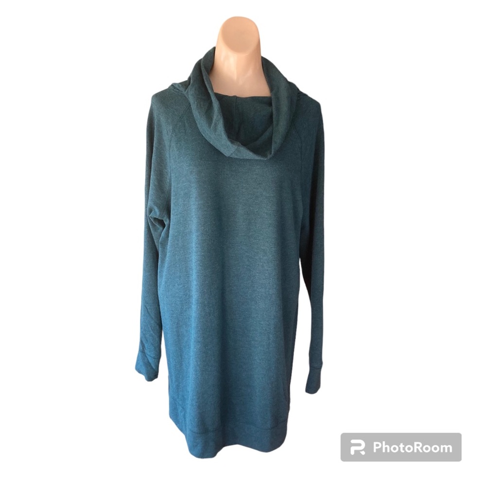 Natural Reflections womens long sleeve cowl neck top large teal